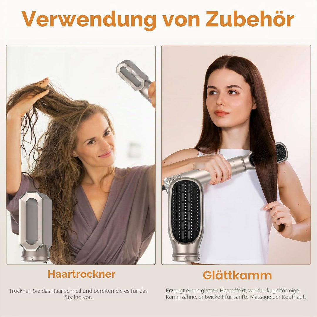 6 in 1 Hairstyler, 1000w Professioneller Haarstyler Föhn, 30mm Lockenstab Warmluft Curler, All in On