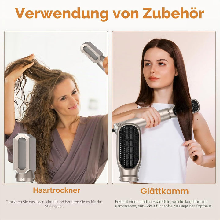 6 in 1 Hairstyler, 1000w Professioneller Haarstyler Föhn, 30mm Lockenstab Warmluft Curler, All in On