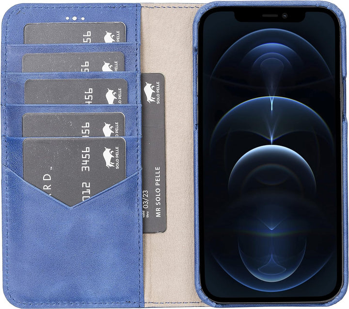 Solo Pelle Lederhülle kompatibel für iPhone 12 Pro Max in 6.7 Zoll abnehmbare Hülle (2in1) inkl. Kar
