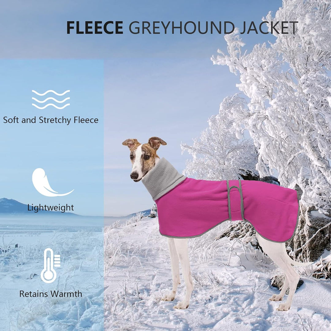 Geyecete Fleece Hundemantel Pullover für Windhunde,Whippet winterjacken Rollkragen Warmes Verstellba