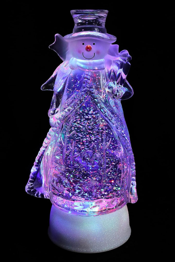 Schneekugel mit bunter Regenbogen LED Beleuchtung & Glitzerantrieb 12,5 * 9,5 * 26,5 cm als Weihnach