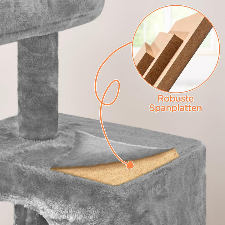 Yaheetech Kratzbaum, Stabiler Katzenbaum 91 cm Katzenkratzbaum, mit 2 Häuschen Sisal und Spielball,