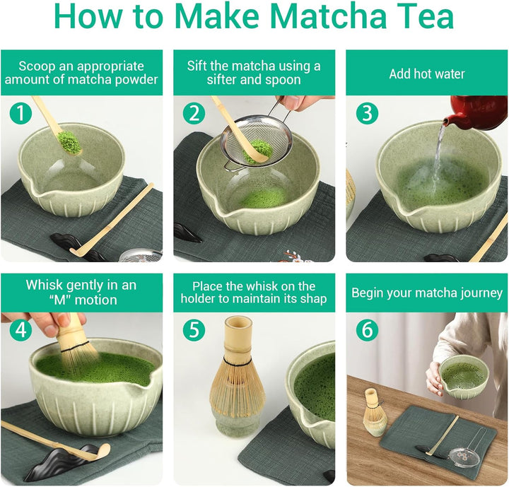 Matcha Set - Matcha Tea Set 7 Piece - Matcha Besen Set - für Einsteiger - Matcha Besen, Matcha Filte