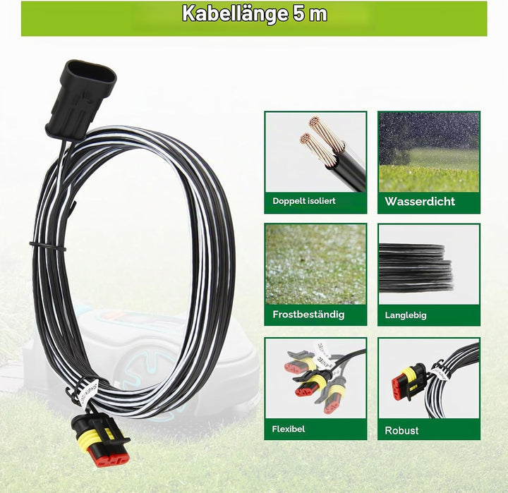 Shentec 5M Niederspannungskabel Transformator Kabel kompatibel mit Gardena Robotic R38Li, R40Li, R80