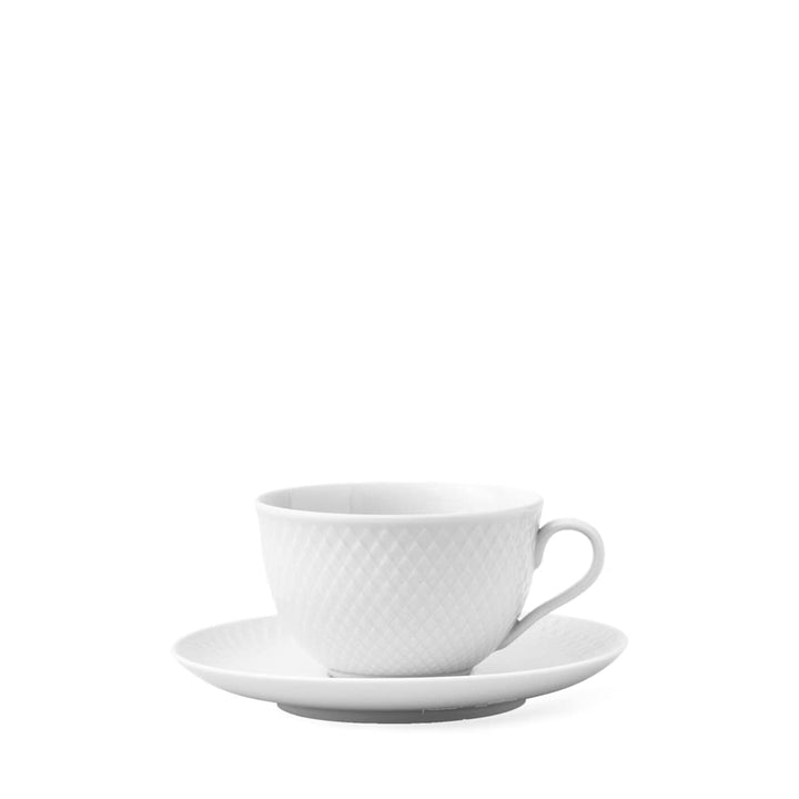 Lyngby Porcelæn Teetasse mit Untertasse 24 cl Rhombe aus Porzellan, Weiss