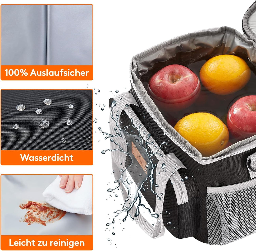 Lifewit Kühltasche klein, Isolierte Cooler Bag, Lunchtasche 9L 12 Dosen Grau &amp; Schwarz 9L, Grau &amp; Sc