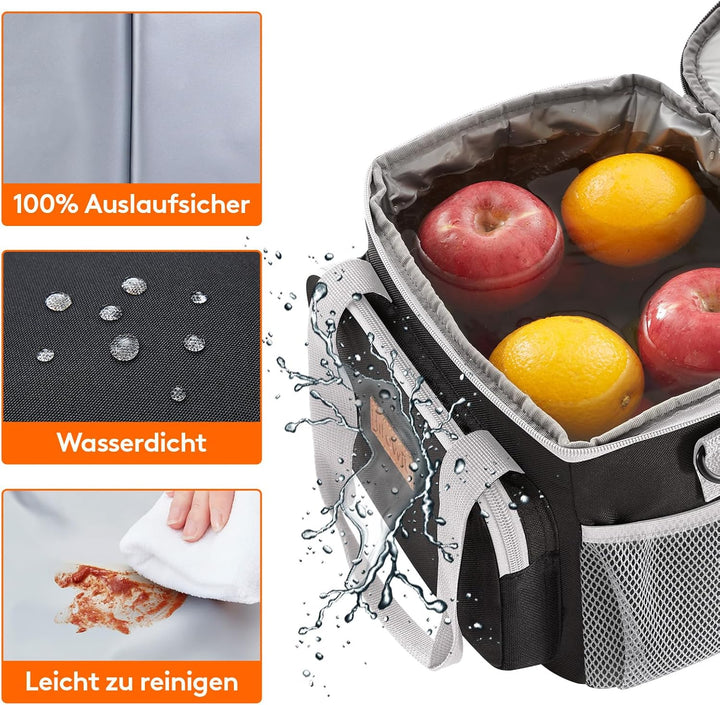 Lifewit Kühltasche klein, Isolierte Cooler Bag, Lunchtasche 9L 12 Dosen Grau &amp; Schwarz 9L, Grau &amp; Sc