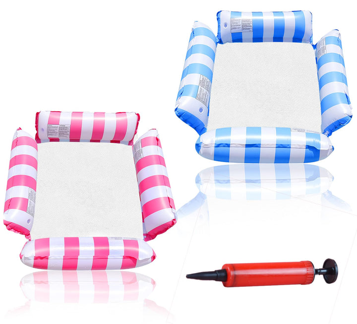 2 Stück Luftmatratze Pool,123 X 120cm Aufblasbarer luftmatratze mit Netz,4 IN 1 Wasserspielzeug Pool