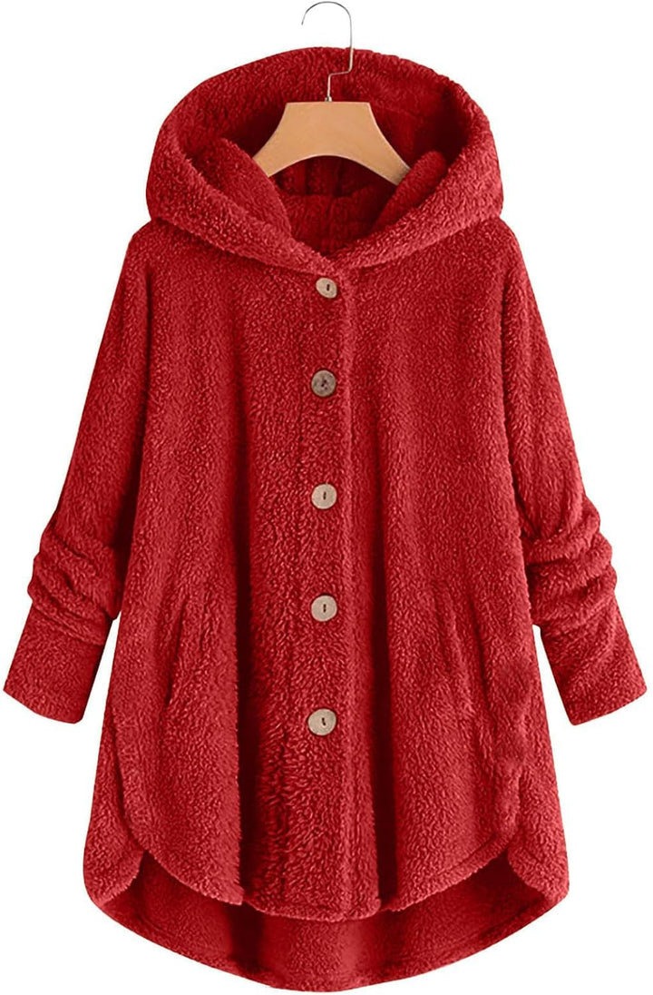 Ansenesna Teddyjacke Damen Mit Kapuze Flauschig Winterjacke Damen Warm Gefüttert Teddyfleece Winterm