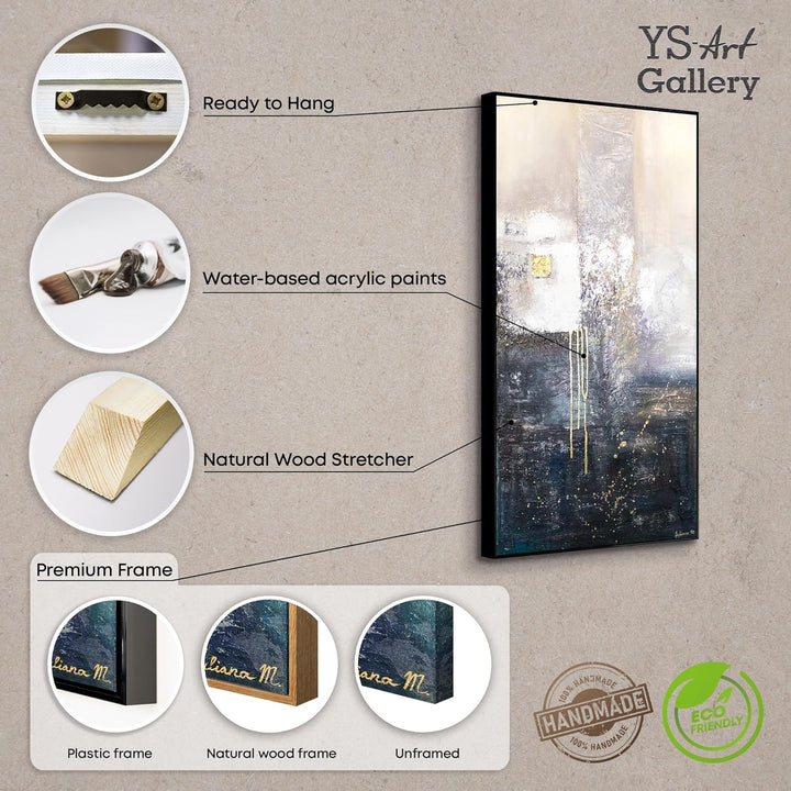 YS-Art XXL Abstrakt Acryl Gemälde auf Leinwand Fragmente handgemalt Wandbilder Wohnzimmer Büro moder