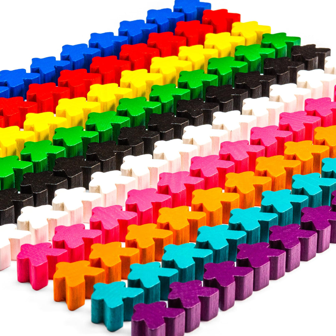 16 mm Meeple aus Holz passend für Carcassonne (120 Stück in 10 Farben) 120 Figuren 10 Farben, 120 Fi