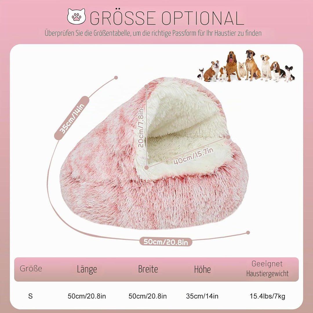 SUOXU Beruhigendes Bett für Katzen und Kleine Hunde, Katzenbett Waschbar Haustierbett,50 cm Donut Fl