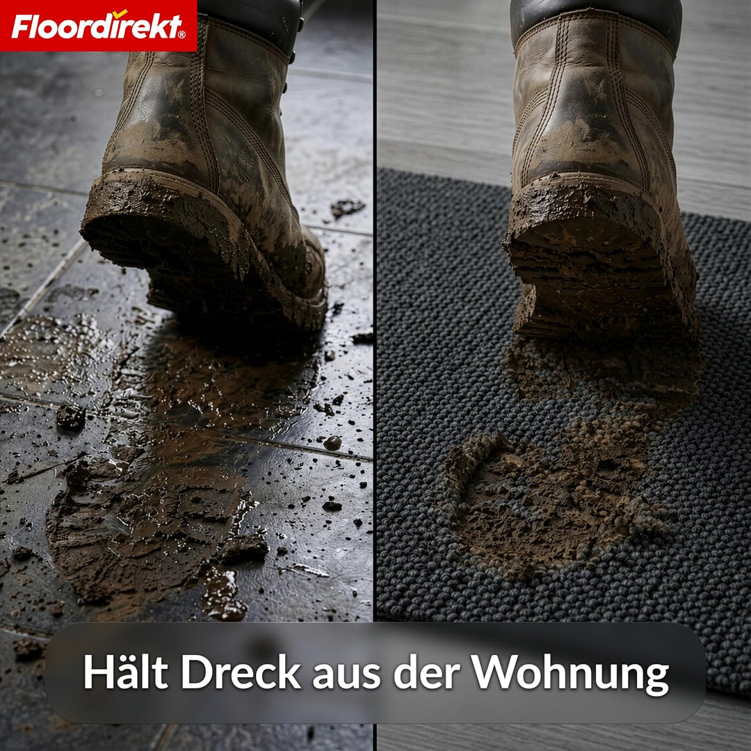 Floordirekt Schmutzfangmatte Anthrazit 67x150cm Hong Kong Pro – rutschfeste Sauberlaufmatte mit TPE-