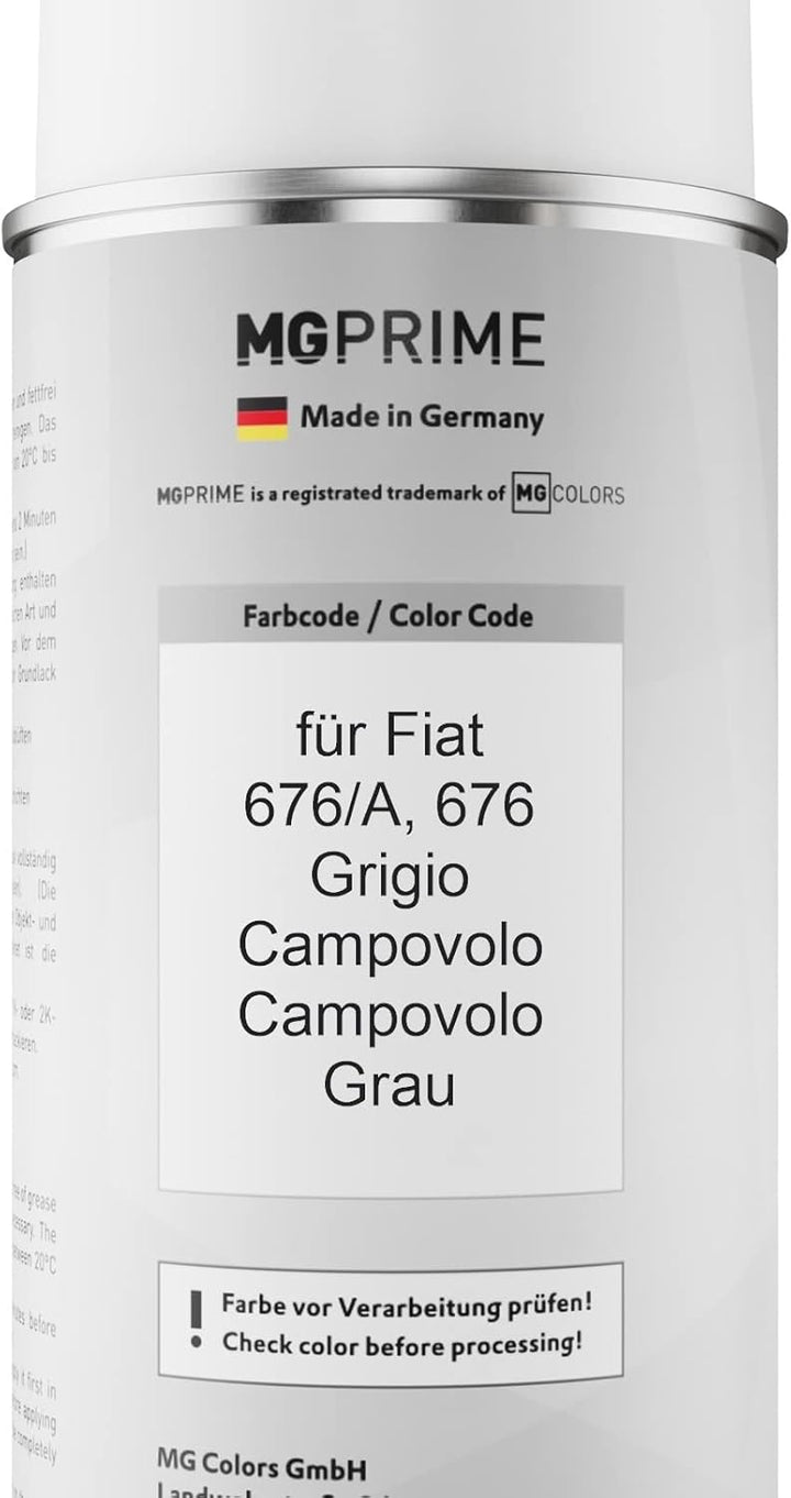 MG PRIME Autolack 2K Spraydosen Set für Fiat 676/A / 676 Grigio Campovolo/Campovolo Grau Basislack 2