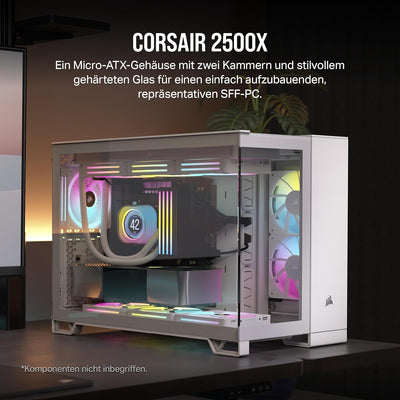 CORSAIR 2500X Small-Tower mATX-Doppelkammer-PC-Gehäuse – Gehärtetes Panoramaglas - Umgekehrte Verbin