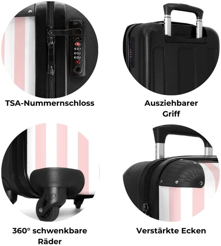 NoBoringSuitcases.com® Kinderkoffer Mädchen - Koffer Kinder - Hartschalenkoffer Streifen Rosa - Reis