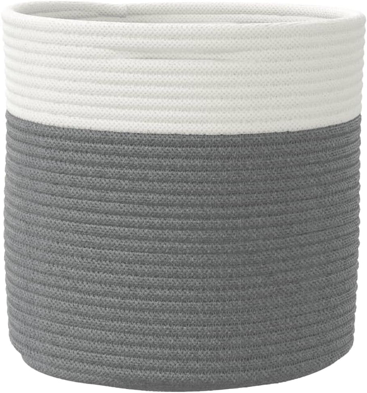 vidaXL Aufbewahrungskörbe 2 Stück Grau und Weiss Ø28x28 cm aus Baumwolle Grau 28 x 28 cm, Grau 28 x