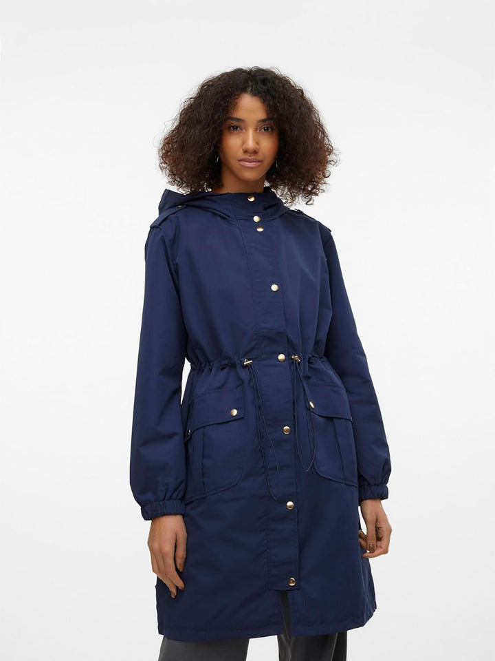 VERO MODA Female Langer Parka VMZOASOFIA Parka, Navy Blazer