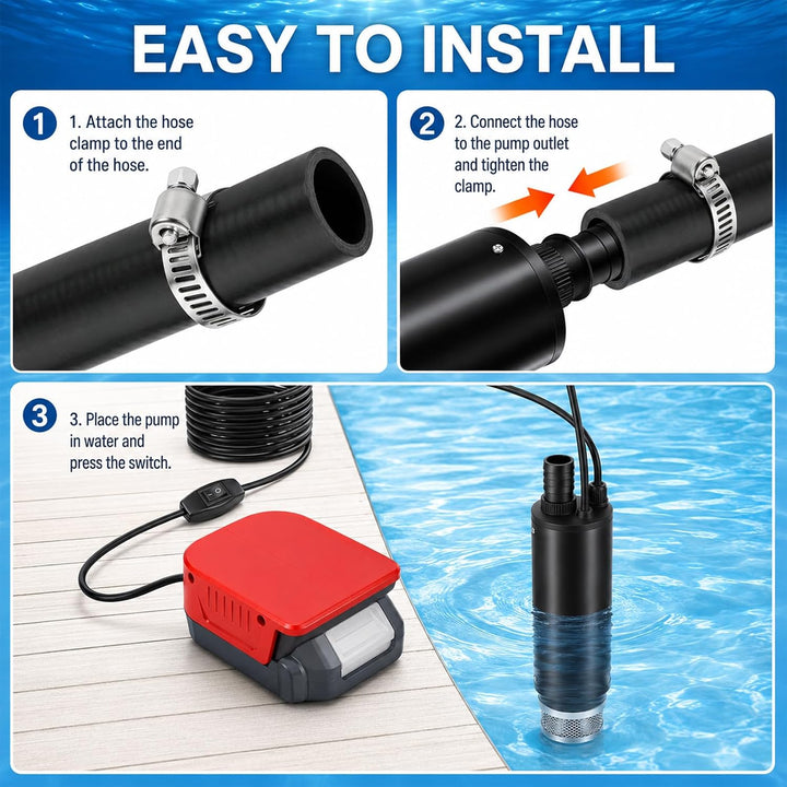 Akku Wasserpumpe für Einhell 18V Akku 30L/min Tragbare | Wasserpumpe & Sumpfpumpe Wasserpumpe Akku S