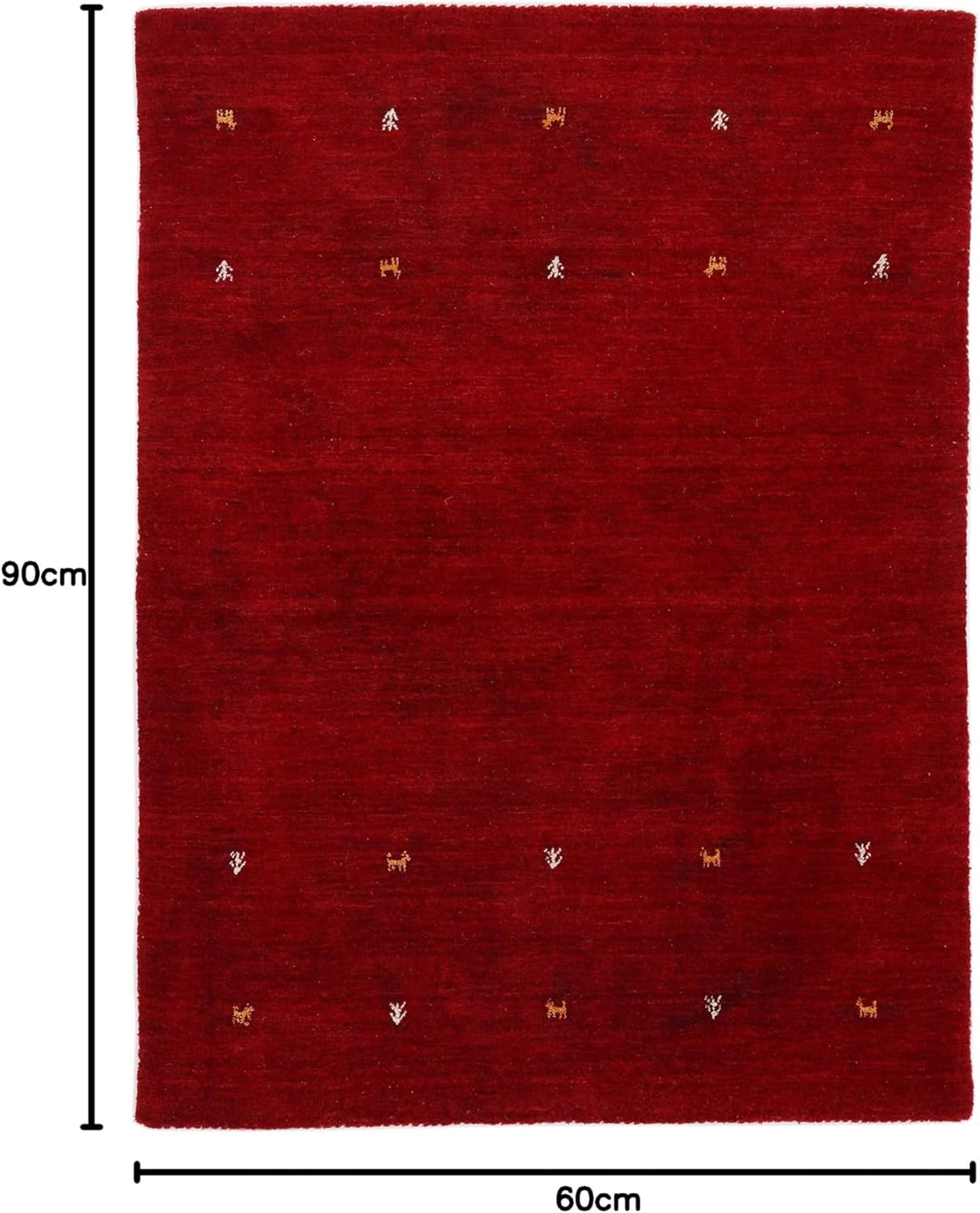 carpetfine Wollteppich Gabbeh Uni Rot 60x90 cm | Moderner Teppich für Wohn- und Schlafzimmer Rot 60