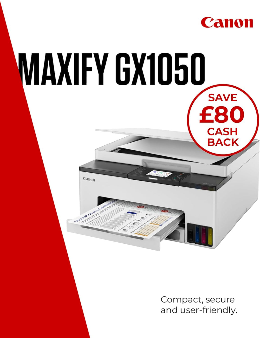 Canon MAXIFY GX1050 Wireless Color 3-in-1 Nachfüllbarer MegaTank Tintenstrahldrucker A4 Druck, Kopie