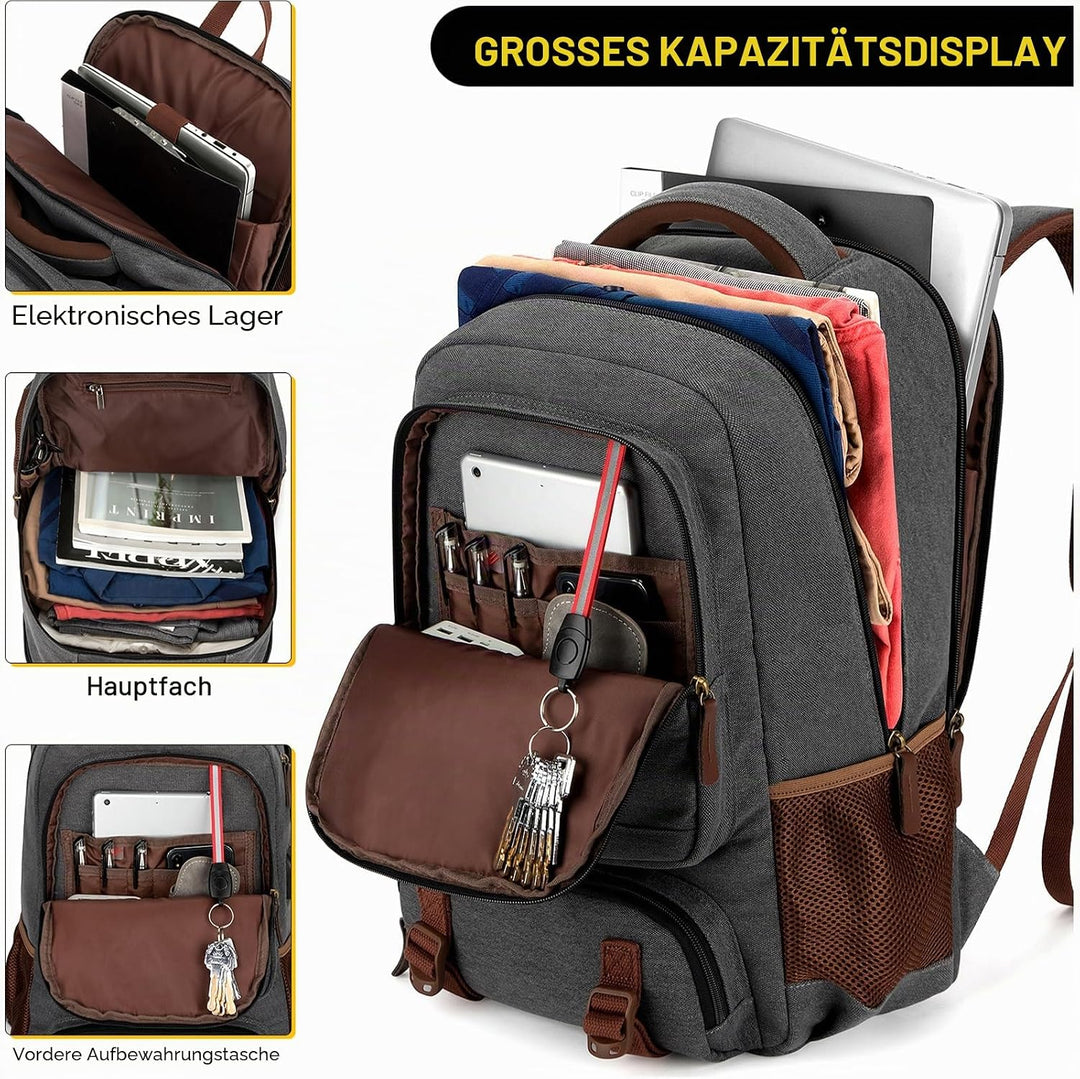 Tzowla Canvas Laptop Rucksack aus Segeltuch,Reise Backpack Tasche Herren und Damen,Arbeit Reiserucks