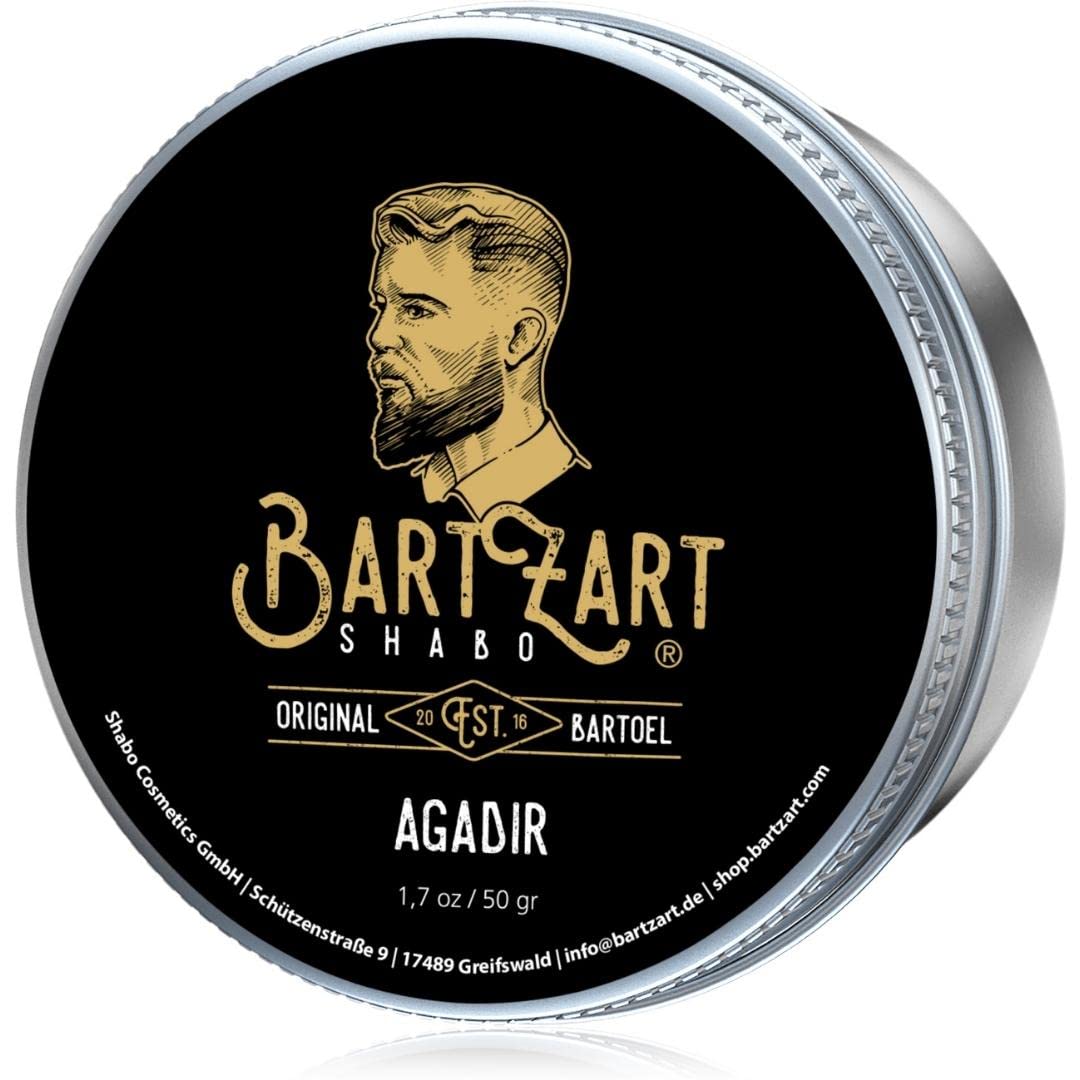 BartZart Agadir Bartwachs mit Moschus Duft I 50g Bartbalsam für Männer I Bart Balsam mit Arganöl für