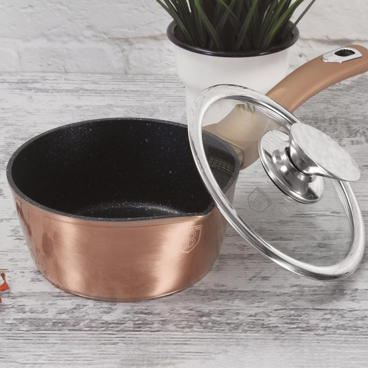 Berlinger Haus Rose Gold Collection Stieltopf mit Glasdeckel Thermo 16 cm
