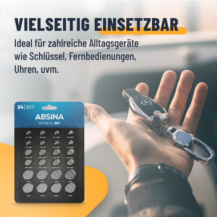 ABSINA 240er Pack Alkaline & Lithium Knopfzellen - 20x AG1 / 20x AG3 / 40x AG4 / 40x AG10 / 40x AG13