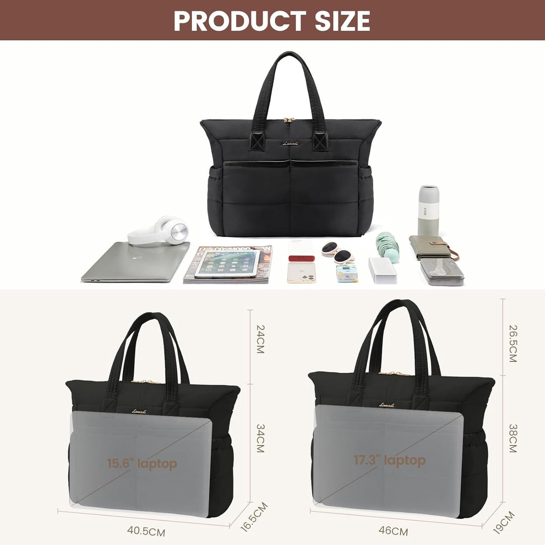 LOVEVOOK Handtasche Shopper Tasche Damen, 15,6 Zoll Puffer Laptoptasche Leicht Laptop Arbeitstasche