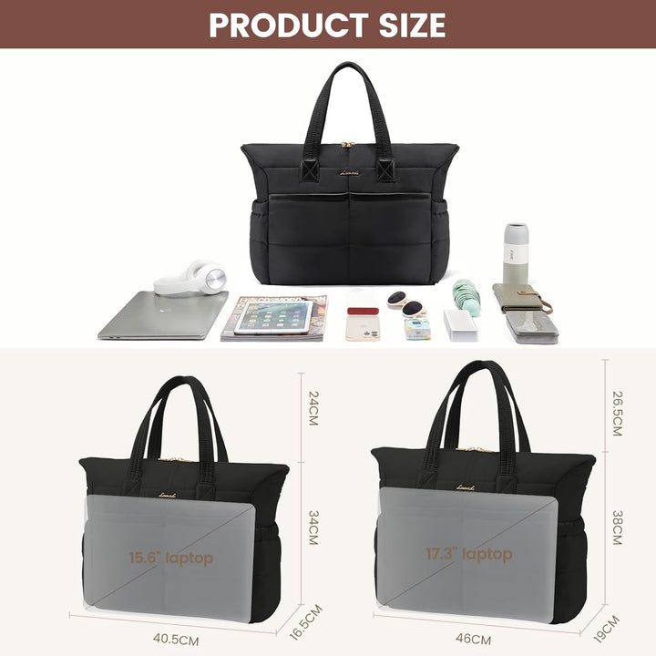 LOVEVOOK Handtasche Shopper Tasche Damen, 15,6 Zoll Puffer Laptoptasche Leicht Laptop Arbeitstasche