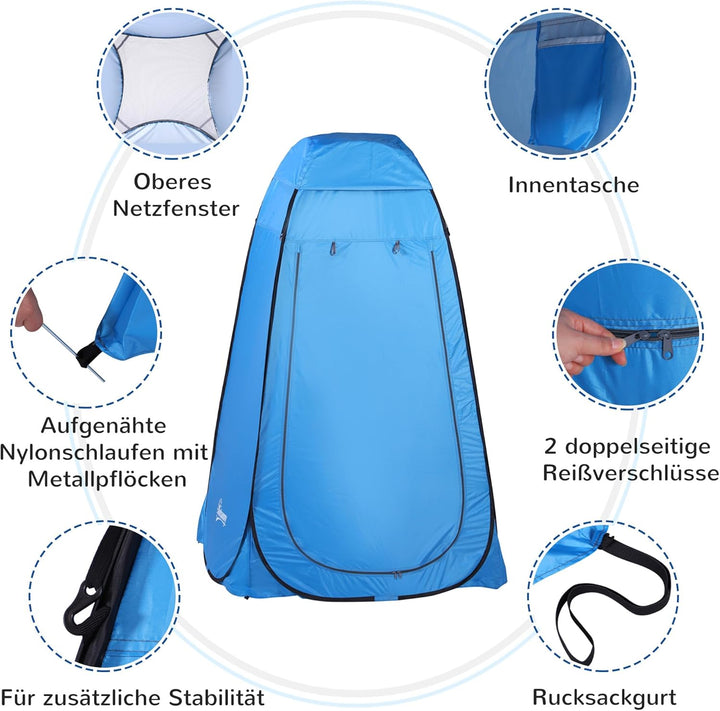Outsunny Pop-up Duschzelt, tragbare Toilettenzelt mit Tragetasche Fenster Mobile Umkleidezelt WC Zel