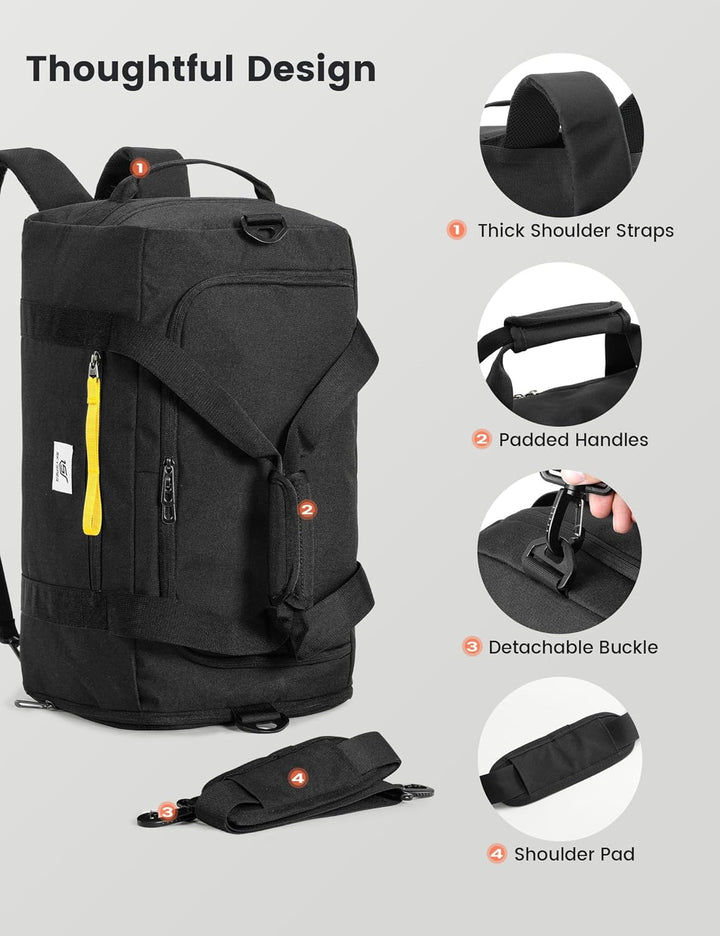 SKYSPER Sporttasche Herren 40l, Sporttasche mit Rucksackfunktion Reisetasche Gym Tasche mit Schuhfac