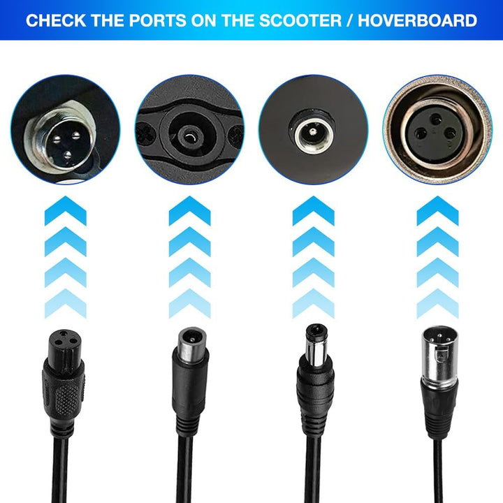 Ladegeräte für Scooter, 54.6V 2A AC Netzteil Fahrrad Ladegerät mit 5 Anschlüssen Hoverboard Ladekabe