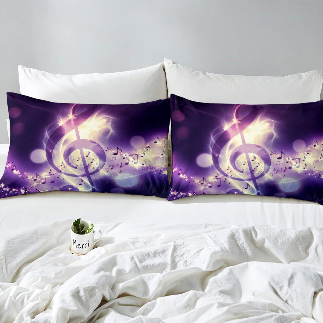 Loussiesd Lila Hinweis Bettwäsche Set 135x200cm Mädchen Jungen Musik Thema Bettwäsche für Kinder Fra