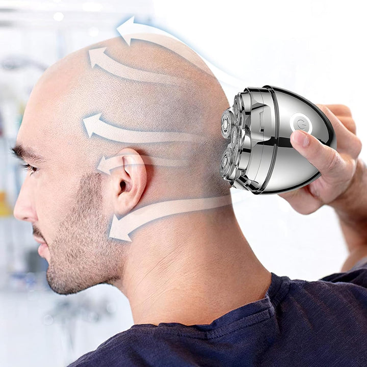 Rotationsrasierer für Männer – Magnetischer Glatzenrasierer mit 5D Scherköpfen | IPX7 Wasserdicht &