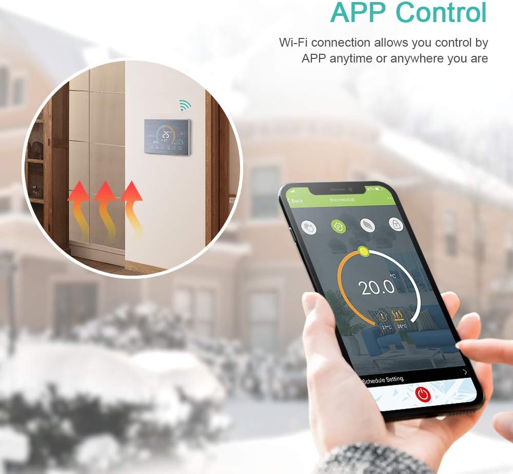 Kavolet Wi-Fi Smart Programmierbarer Thermostat für Wasser-/Gaskessel mit UV-Index/Feuchtigkeitsanze