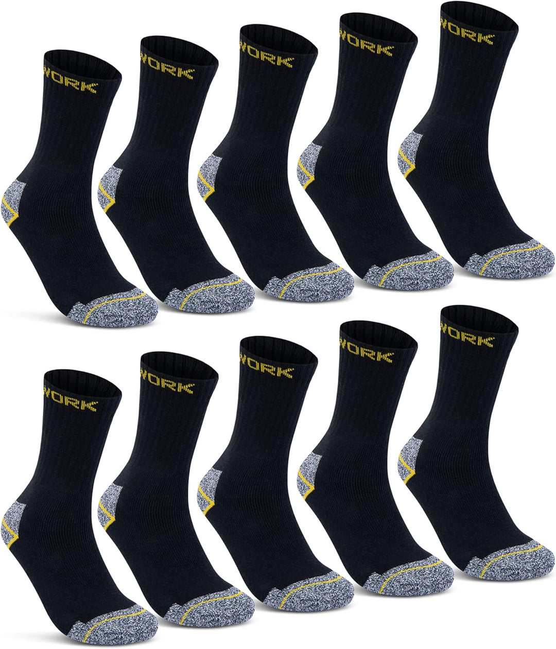 Herren Arbeitssocken (10 oder 20 Paar) WORK Socken Baumwolle 39-42 10 Paar | Schwarz/Grau Meliert, 3