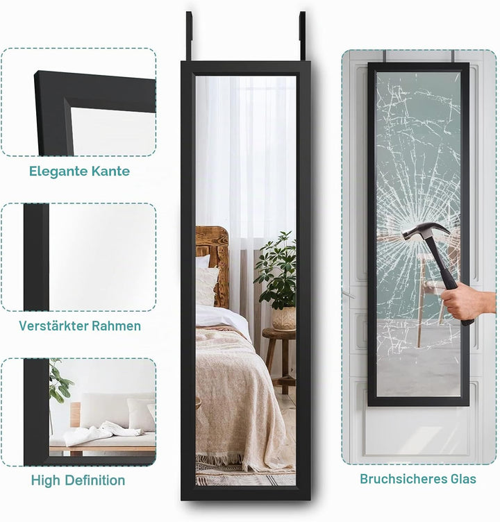 Dripex Wandspiegel 33x119cm Spiegel unbrechbarer Garderobenspiegel Flurspiegel höhenverstellbarer Hä