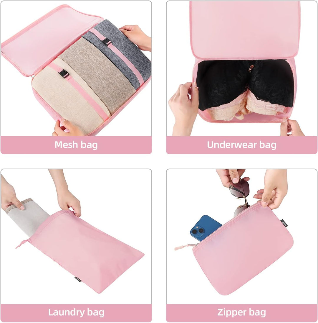 BAGAIL 10er-Set Packwürfel in verschiedenen Grössen Packorganizer für Reisezubehör Handgepäckkoffer