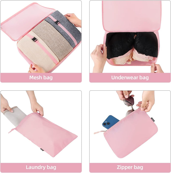 BAGAIL 10er-Set Packwürfel in verschiedenen Grössen Packorganizer für Reisezubehör Handgepäckkoffer