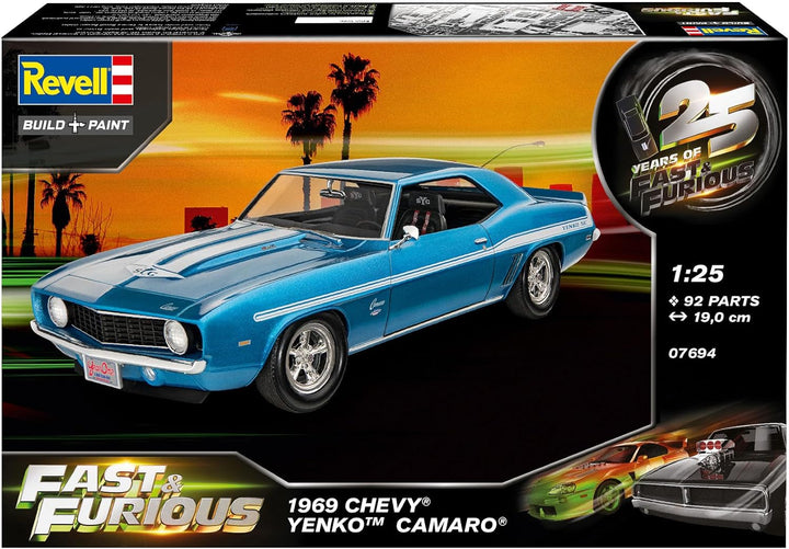 Revell 07694 1969 Chevy Yenko Camaro, Automodell 1:25 zu der bekannten Filmreihe, 19,0 cm The Fast a