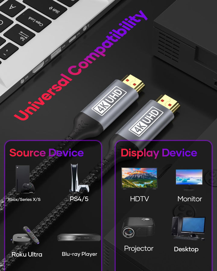 4K HDMI Kabel 10M, Ultra HDMI 2.0 Kabel High Speed 18Gbps Unterstützung HDR, HDCP2.2, Ethernet, 3D,