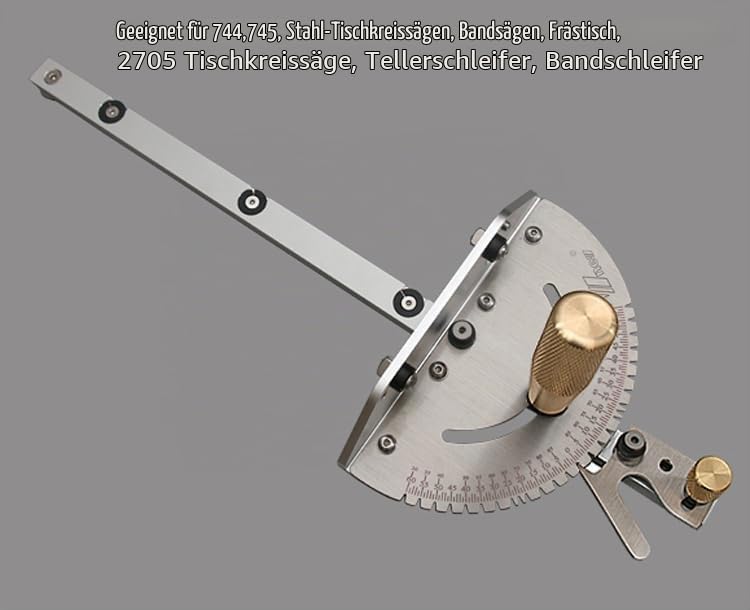ZDYNASTY Gehrungslehre Winkelanschlag für Tischsäge - 450mm T-Schiene, Messing-Führungsknopf- Unverz
