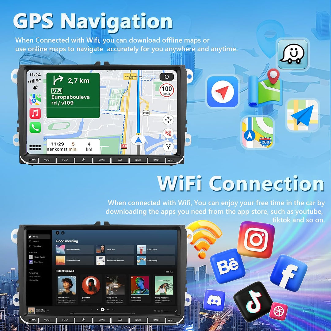 4GB RAM + 64GB Speicher Autoradio für Volkswagen 2014/2015/2016/2017 mit Kabellosem Carplay/Android