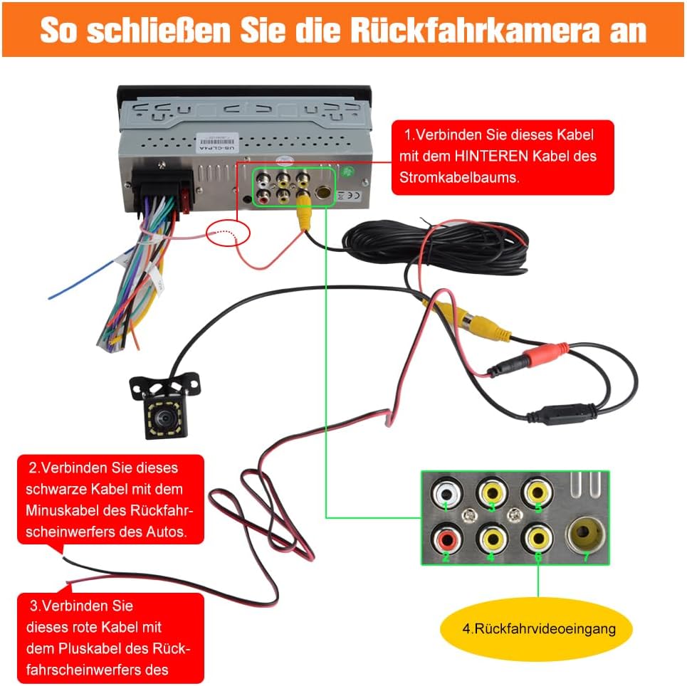 Junsun Smartes 1 DIN Autoradio mit 6,36 Zoll Touchscreen mit Rückfahrkamera | wired and wireless Car