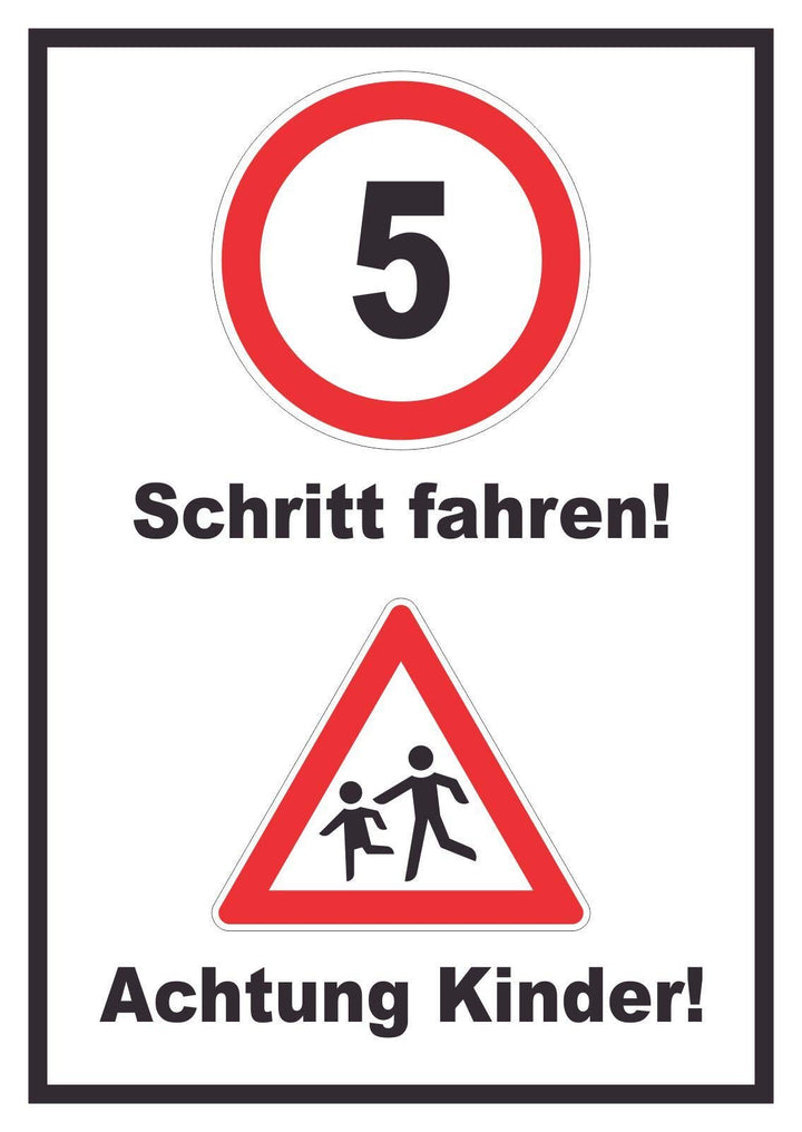 Schritt fahren Achtung Kinder Schild A3 (297x420mm), A3 (297x420mm)