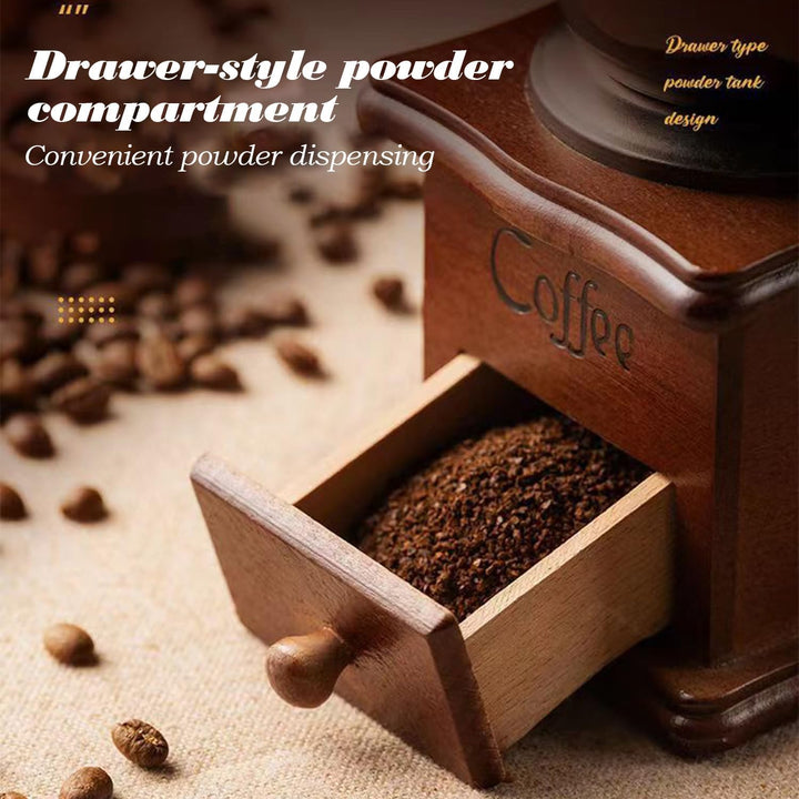 Vintage Kaffeemühle Manuell aus Holz, Vintage-Kaffeemühle, Manuelle Kaffeemühle, Kaffeebohnenmühle