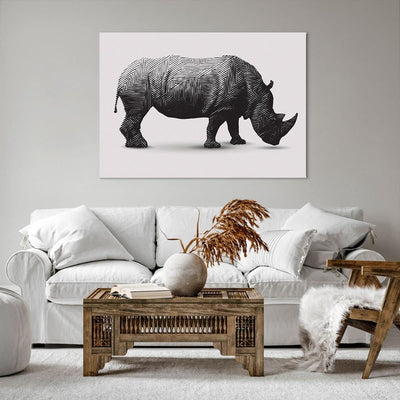 Bilder auf Leinwand 100x70cm Leinwandbild Nashorn Tier Afrika Safari Gross Wanddeko Bild Schlafzimme