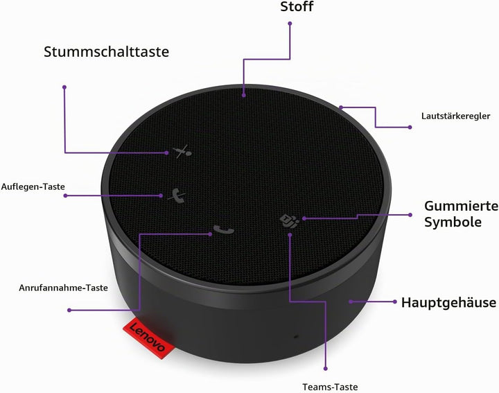 Lenovo Go Wired Speakerphone, Schwarz